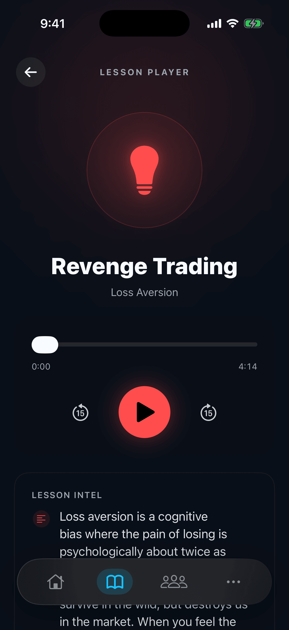 Audio lesson player for Loss Aversion