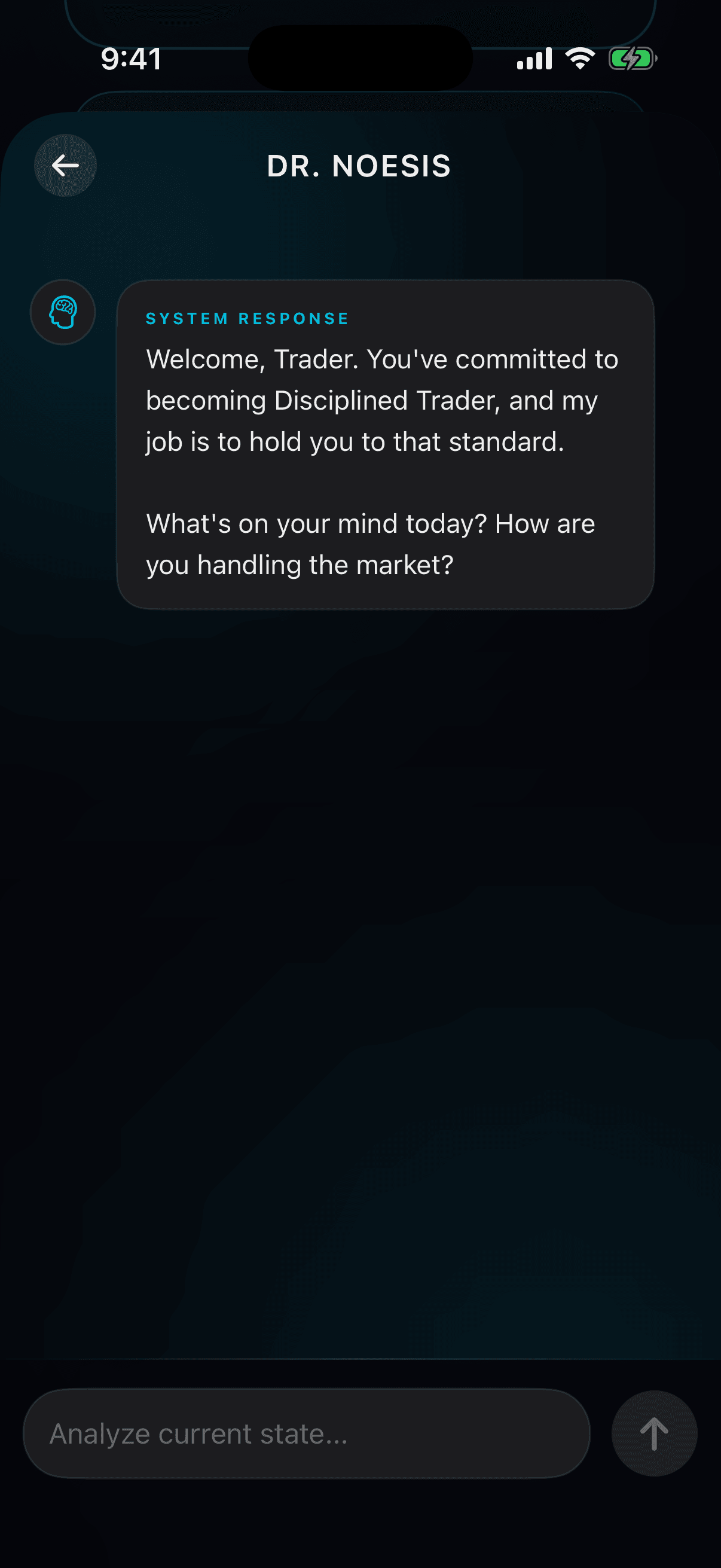 Dr. Noesis AI coach welcome message