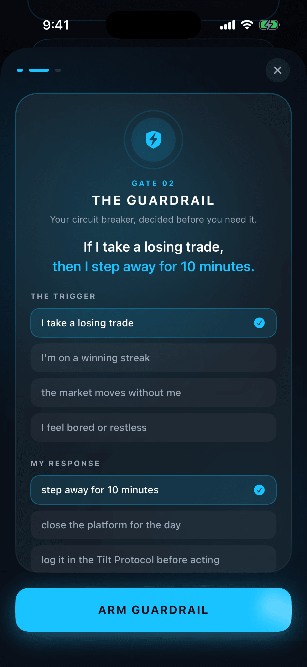 Daily Pledge, Gate 02: the guardrail if-then rule