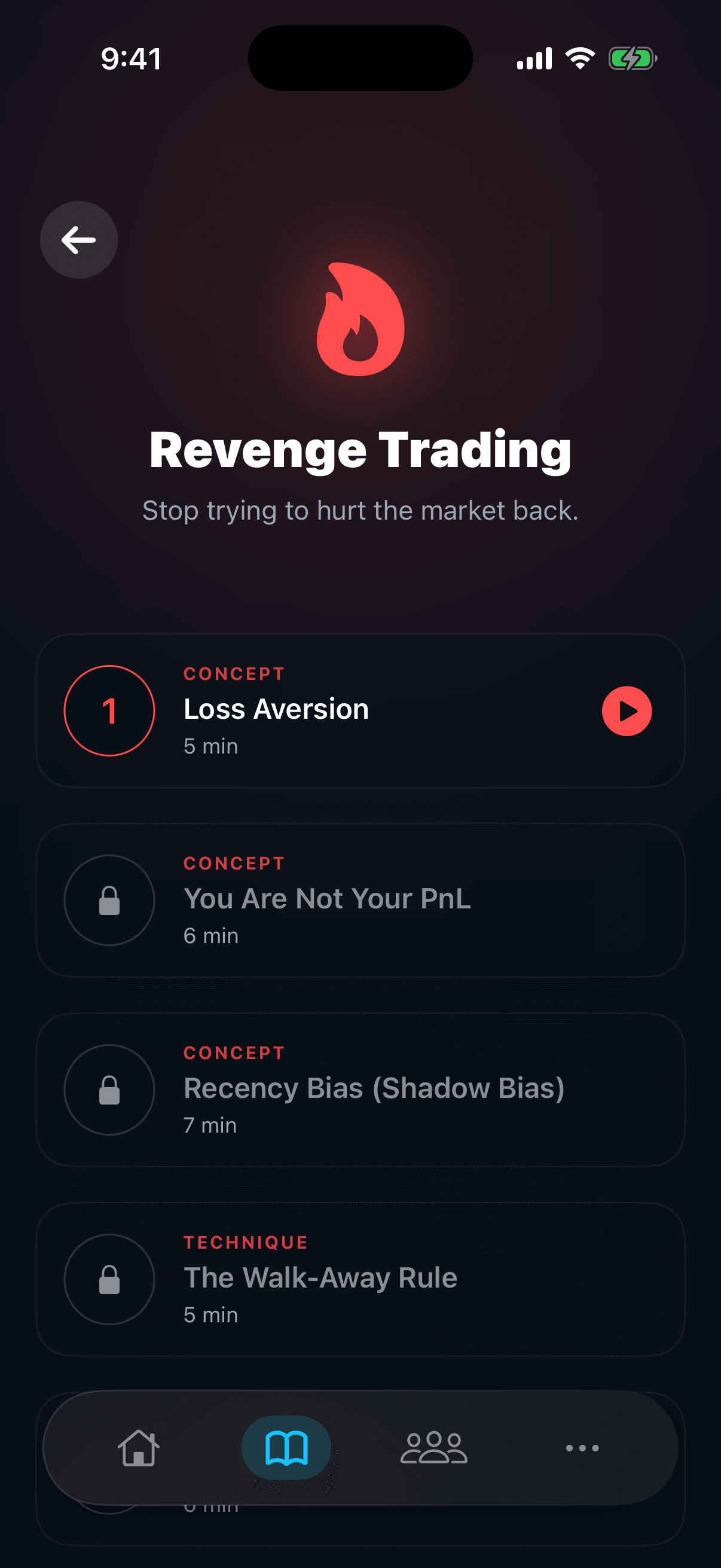 Revenge Trading track with its first lessons